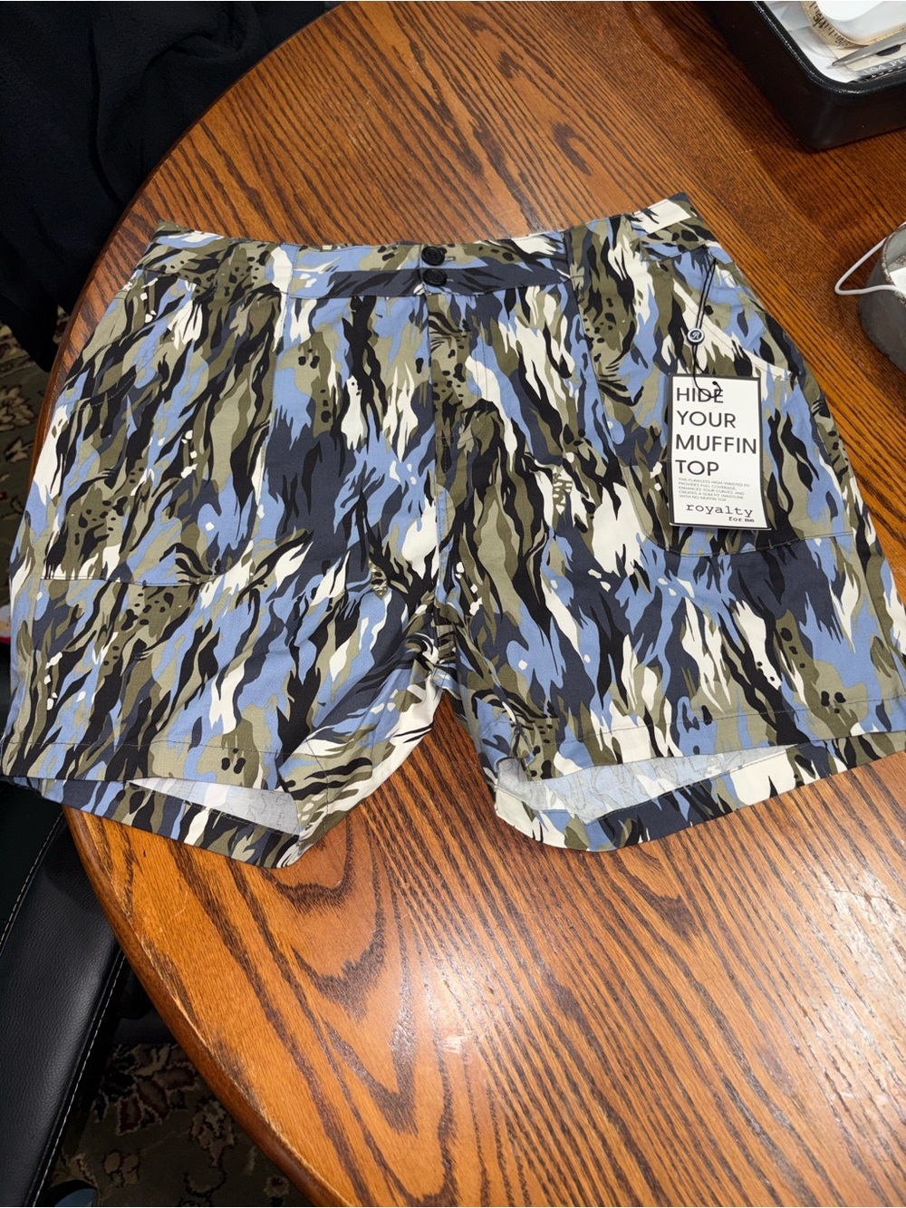 Royalty for me size 12 blue green camo shorts with pockets front and back NWT